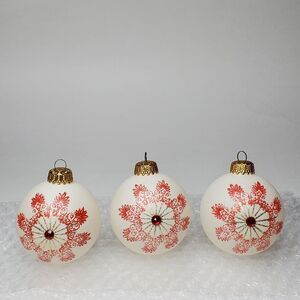 Vintage W. Germany GLASS Christmas W/ Mica Starburst Ornament 2” X 3